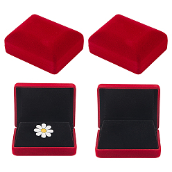 Red Flocking Jewelry Boxes for Badge, Rectangle, Red, 7.8x6.1x3.2cm