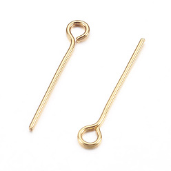 Настоящее золото 18K 304 штифт из нержавеющей стали, золотые, 16x0.6 мм, отверстие : 1.5 мм