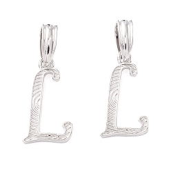 Letter L Подвески с буквами из экологически чистой латуни, настоящее платиновое долговечное покрытие, без кадмия и без свинца, letter.l, 17.5x9.5x1.4 мм, отверстие : 6.5x3.3 мм