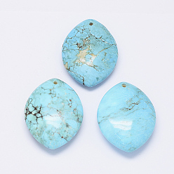Howlite Natural Howlite Pendants, Horse Eye, Dyed & Heated, 39~40x30x11mm, Hole: 2mm