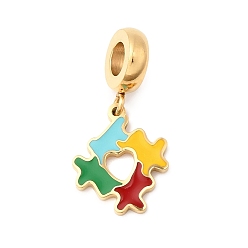 Золотой 304 европейские подвески с цветной эмалью из нержавеющей стали, Сердцевые серьги с отверстиями, ионное покрытие (ip), золотые, 26 мм, отверстие : 4.5 мм