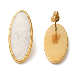 Настоящее золото 18K Ионное покрытие (ip) 304 овальные серьги-гвоздики из нержавеющей стали, с эмалью, реальный 18 k позолоченный, 28x12.5 мм