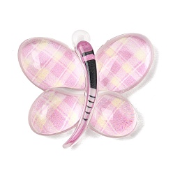 Pink Grands pendentifs acryliques imprimés, charmes de papillon, rose, 45x51x12mm, Trou: 2.7mm