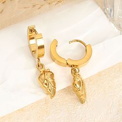 Лист Серьги из 304 нержавеющей стали, золотые, лист, 35 мм