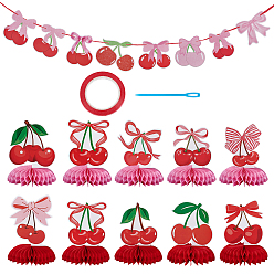 Red 2 Bags 2 Styles Paper Cherry Hanging Banners, for Wedding Party Decorations, Red, 115~180x115~148x0.4~1mm, 1 bag/style