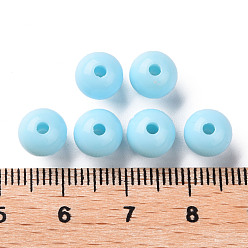 Sky Blue Opaque Acrylic Beads, Round, Sky Blue, 8x7mm, Hole: 2mm, about 1745pcs/500g