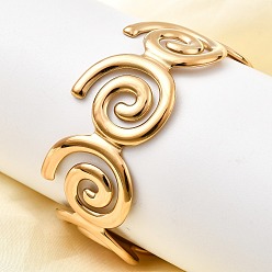 Настоящее золото 18K 304 женские браслеты-манжеты из нержавеющей стали, форма вихря, ионное покрытие (ip), реальный 18 k позолоченный, 1-1/8 дюйм (2.7 см), внутренний диаметр: 2-3/8x2 дюйм (5.9x5.2 см)