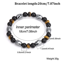 Смешанные камни Регулируемые плетеные браслеты из натуральных смешанных драгоценных камней, сплав эластичные браслеты для женщин и мужчин, 7-1/8 дюйм (18 см)