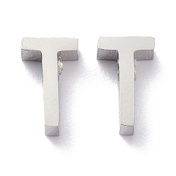 Letter T Устойчивые к потускнению 304 подвески из нержавеющей стали, алфавит, цвет нержавеющей стали, letter.t, 8x5x3 мм, отверстие : 1.8 мм