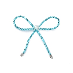 Небесно-голубой Ссылки на компоненты люстры-банта из сплава и стекла, платина, голубой, 71x66.5x8 мм, отверстие : 1x1.5 мм