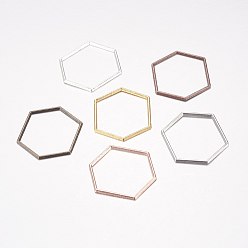 Mixed Color Alloy Linking Rings, Hexagon, Mixed Color, 26x22x1mm