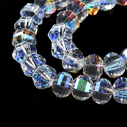 Clear AB Transparent Electroplate Glass Beads Strands, AB Color Plated, Faceted, Rondelle, Clear AB, 7.8x5.8~6.3mm, Hole: 1.5mm, about 80pcs/strand, 18.31''~19.88''(46.5~50.5cm)