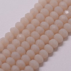 Персиковый Слойка Стеклянные бсуины, имитация нефрита, рондель, граненые, розовые, 2~3x2 мм, отверстие : 1 мм, около 145~150 шт / нитка, 36~37 см