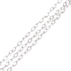 Нержавеющая Сталь Цвет Устойчивы к потускнению 304 цепи из нержавеющей стали, пайки, с катушкой, цвет нержавеющей стали, 2.4x1.4x0.3 мм, около 32.81 футов (10 м) / рулон