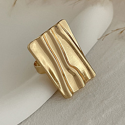 Квадрат Геометрическая текстура цинковый сплав регулируемые кольца для пальцев для женщин, золотые, квадратный, 20 мм, внутренний диаметр: 16 мм