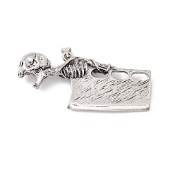 Antique Silver Tibetan Style Alloy Pendants, Knife with Skull, Antique Silver, 27.5x62.5x9.7mm, Hole: 8x4mm