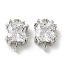 Платина Подвески из латуни с микропаве из циркония, без кадмия, без никеля и без свинца, прямоугольник амулеты, платина, 11x7.5x4.5 мм, отверстие : 1.4 мм