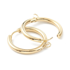 Real 24K Gold Plated 201 Stainless Steel Huggie Hoop Earring Findings, with Horizontal Loop and 316 Surgical Stainless Steel Pin, Real 24K Gold Plated, 29x27x3mm, Hole: 2.5mm, Pin: 1mm