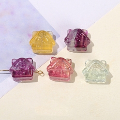 Дом Резные бусины из натурального флюорита, дом, 17x14 мм