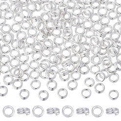925 Sterling Silver Plated 200Pcs Brass Split Rings, Lead Free & Cadmium Free, Double Loops Jump Rings, 925 Sterling Silver Plated, 24 Gauge, 4x1.7mm, Inner Diameter: 3mm