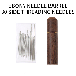 Кокосово-Коричневый 30шт. швейные иглы из нержавеющей стали, с деревянными ящиками для хранения, кокосового коричневый, 18x81 мм