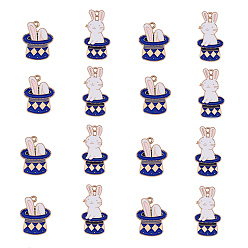Blue 40Pcs 2 Style Zinc Alloy Enamel Pendants, Light Gold, Rabbit, Blue, 24x18.5x1.5mm, Hole: 1.5mm, 20pcs/style