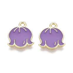 Средний Фиолетовый Подвески из сплава и эмали, , золотой свет, средне фиолетовый, 14.5x13x1 мм, отверстие : 1.5 мм