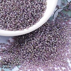 (RR1012) Silverlined Smoky Amethyst AB MIYUKI Round Rocailles Beads, Japanese Seed Beads, 11/0, (RR1012) Silverlined Smoky Amethyst AB, 2x1.3mm, Hole: 0.8mm, about 50000pcs/pound