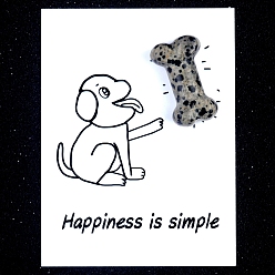 Далматинских Джаспер Натуральная далматинская яшма резные фигурки орнамент, для домашнего украшения рабочего стола, Подарочная карта своими руками с вдохновением, собаке кость, 20x35 мм