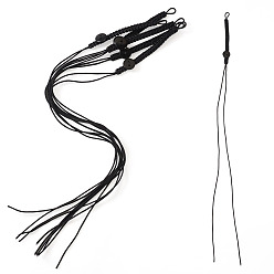 Dark Slate Gray 5Pcs Braided Polyester Nylon Mobile Phone Making Cord Loops, with Plastic Beads, Dark Slate Gray, 62~290x4.5x2mm