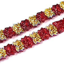 (123L) Белый крем непрозрачный блеск Гальваническое покрытие, прозрачные стеклянные бусины, нити, лотос, с половиным покрытием, с покрытием AB цвета, огнеупорный кирпич, 9.5~10x13.5~14x6.5~7 мм, отверстие : 1 мм, около 70 шт / нитка, 25.59 дюйм (65 см)