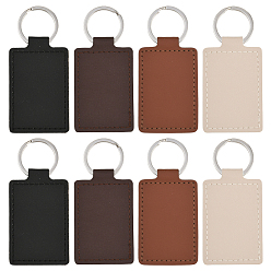 (52) Непрозрачная лаванда 16шт 4 цвета искусственная кожа брелки, литыми кольцами, прямоугольные, платина, разноцветные, 86 мм, 4 шт / цвет