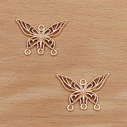 Light Gold Сплав ссылки люстра компонент, бабочка, золотой свет, 22x30 мм