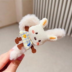 Лавандовый румянец Пластиковые и бархатные заколки-коготки, кролик, лавандовый румянец, 110x40 мм