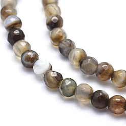 Coffee Natural Agate Beads, Dyed, Faceted Round, Coffee, 4mm, Hole: 1mm, about 93pcs/strand, 14.5 inch(37cm)