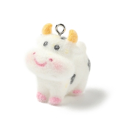 (461) Высокий Металлик Виноград Подвески из непрозрачной смолы, с железной платиной петлей, крупный рогатый скот, 29x20x28 мм, отверстие : 2 мм