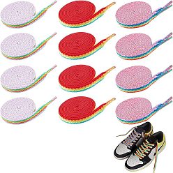 (52) Непрозрачная лаванда 12пары 3 цвета радуги полосатый полиэстеровый шнурок, разноцветные, 1205x8x3 мм, 4 пар / цвет