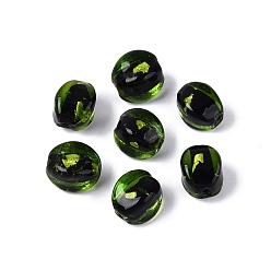 Светло-зеленый Коричневый Стеклянные бусины, с фольгой внутри, ручная работа, самородки, оливковый, 15~17.5x15.5~18x15.5~18 мм, отверстие : 2~3.5 мм