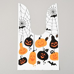 Pumpkin Halloween Theme Plastic Bags,  for Halloween Party Sweets Snack Gift Ornaments, Pumpkin Pattern, 22.6x13.5cm, 50pcs/bag