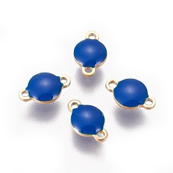 Морской Синий Ионное покрытие (ip) 304 эмалированные соединители из нержавеющей стали, эмалированные блестки, плоско-круглые, золотые, Marine Blue, 9.5x6x3.5 мм, отверстие : 1.2 мм