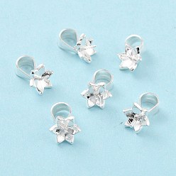 Серебро 925 поручни из стерлингового серебра, защелкнуть под залог с колышками, цветок, серебряные, 7x7 мм, штифты : 0.8 мм