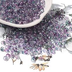 Орхидея Прозрачные цвета стеклянные круглые бусины, с блеском порошок, круглое отверстие, сиреневые, 4x3 мм, отверстие : 1.4 мм, Около 4500 шт / фунт
