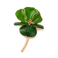 Зеленый Сплавочные брошки, эмалевые булавки Flower-de-Luce, цветок, золотой свет, зелёные, 93.5x60.5 мм
