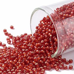 (25CF) Silver Lined Frost Ruby TOHO Round Seed Beads, Japanese Seed Beads, (25CF) Silver Lined Frost Ruby, 11/0, 2.2mm, Hole: 0.8mm, about 1110pcs/bottle, 10g/bottle