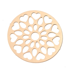 Золотой Латунные филигранные подвески, гравированные металлические украшения, плоско-круглые, золотые, 24x0.5 мм, отверстие : 3.5 мм