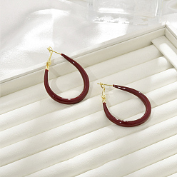 Настоящее золото 22K Латунные слеза серьги обруча, с эмалью, реальный 22 k позолоченный, 47x4.5 мм