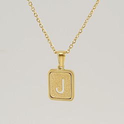 Letter J 304 подвеска в форме прямоугольника из нержавеющей стали с полыми буквами, ионное покрытие (ip), матовый стиль, реальный 18 k позолоченный, буква J, 17.72 дюйм (45 см)
