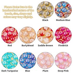 Color mezclado Redondas perlas de vidrio transparente crujido, color mezclado, 8 mm, agujero: 1.3~1.6 mm, sobre 200~205 unidades / caja