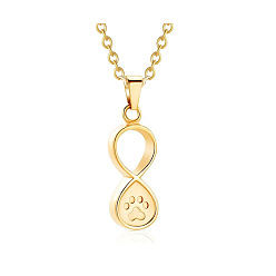 Золотой Подвеска из нержавеющей стали ожерелья, бесконечность с отпечатком когтя урна пепел ожерелья, золотые, 21.65 дюйм (55 см)