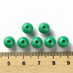 Green Opaque Acrylic Beads, Round, Green, 8x7mm, Hole: 2mm, about 1745pcs/500g